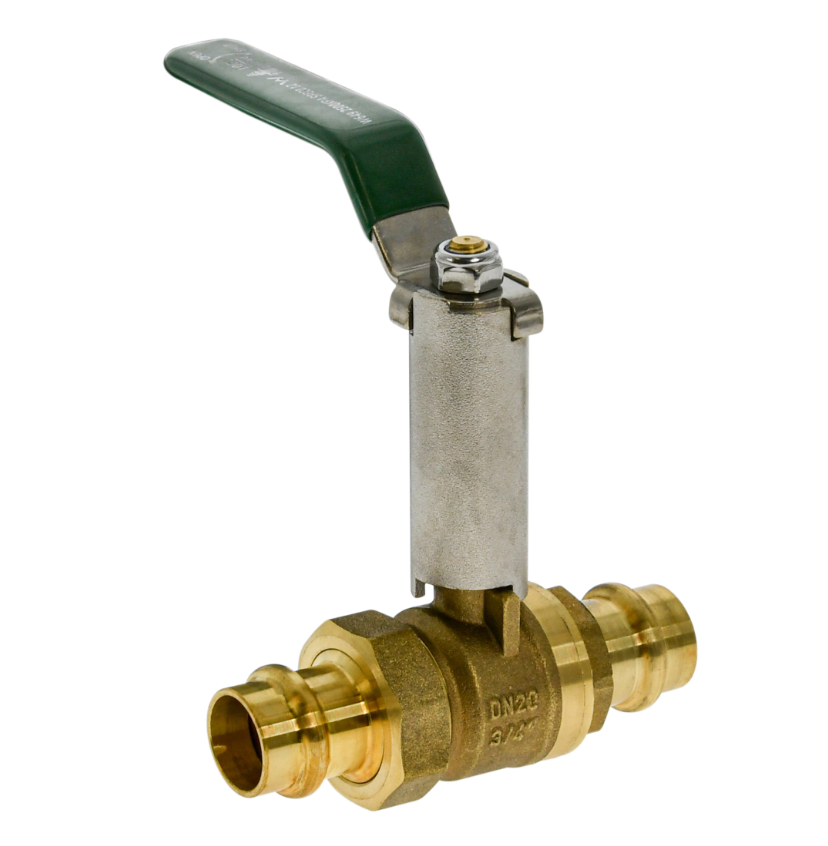 Watermarked Ball Valve Press Fit Extended Lever Handle DN20