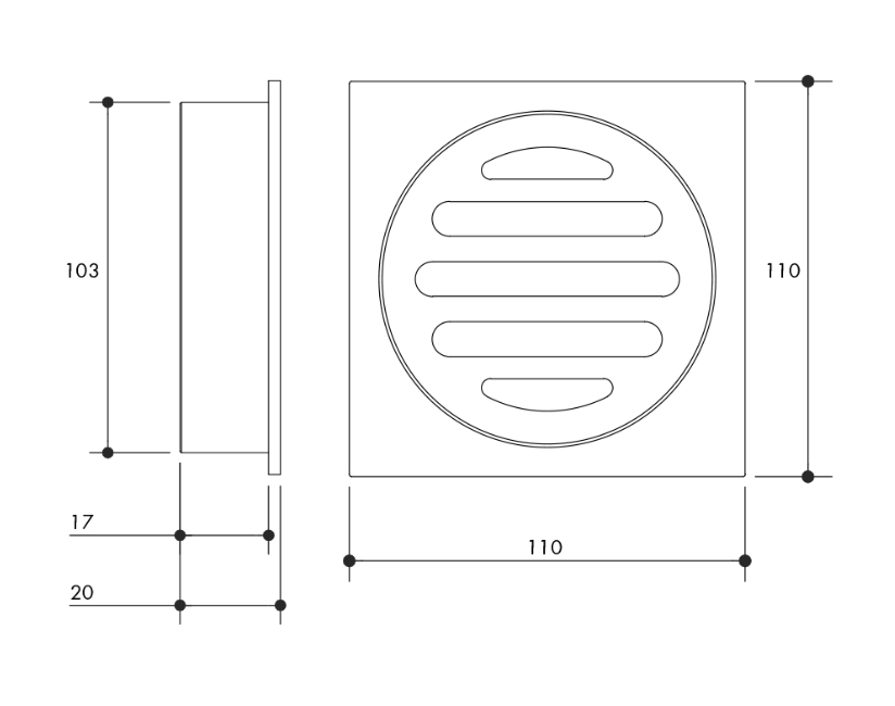 Floor Grate Square Brushed Nickel 100MM