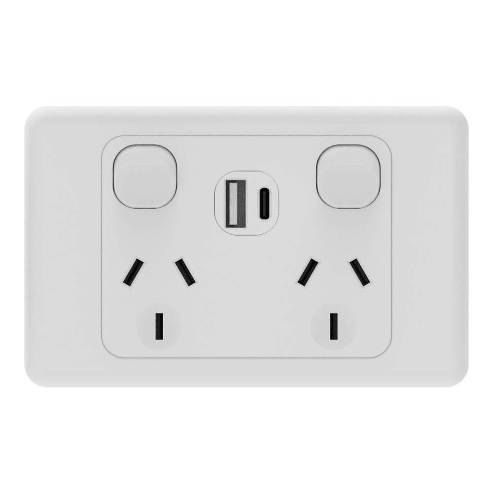iTemp iSwitch Base Double Power Point USB A+C 5 V / 2.1 A - ISB2PP10USBCA