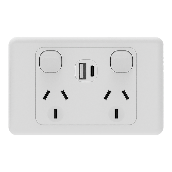 iSwitch - Base Series - Double Power Point 10A with USB A+A (5V/2.1A)