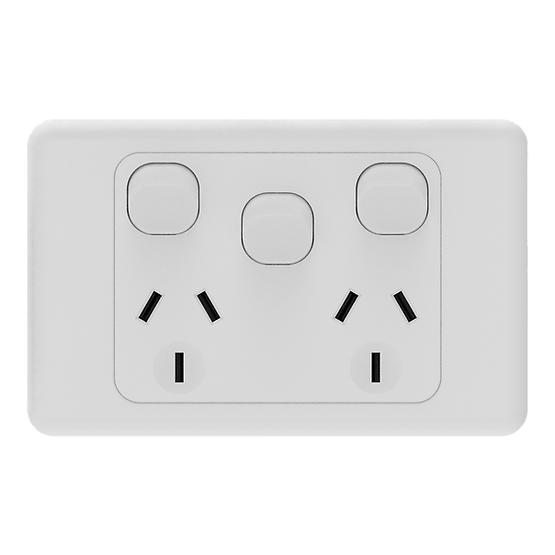 iSwitch - Base Series - Double Power Point with Extra Switch 10A Horizontal
