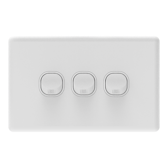iSwitch - Base Series - 3 Gang Switch 10A Horizontal