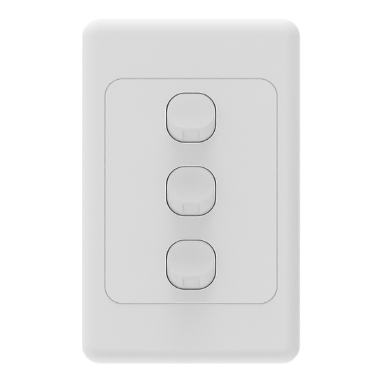 iSwitch - Base Series - 3 Gang Switch 10A Vertical