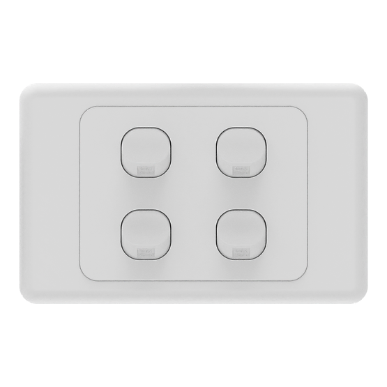iSwitch - Base Series - 4 Gang Switch 10A Horizontal