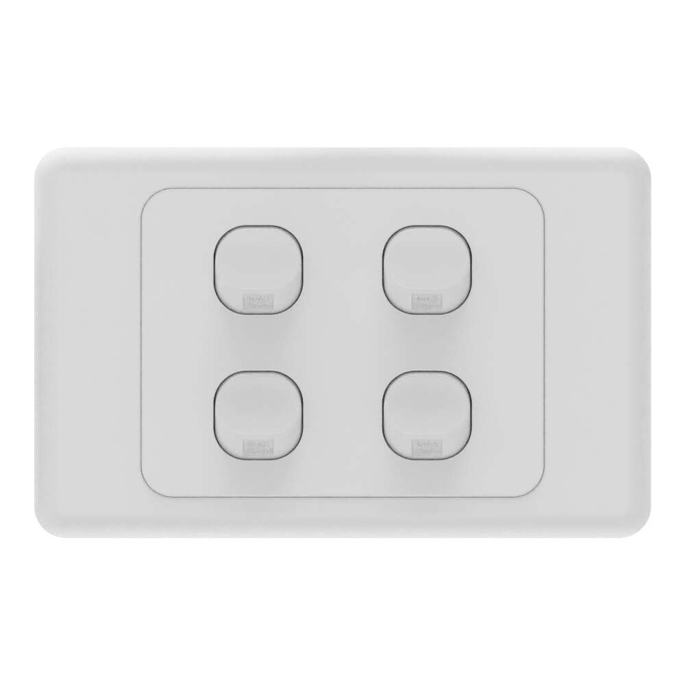 iTemp iSwitch Base 4 Gang Light Switch 10 A Horizontal - ISB410AH