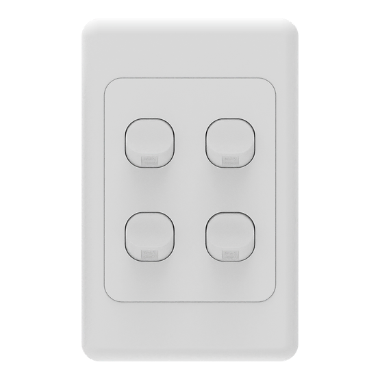 iSwitch - Base Series - 4 Gang Switch 10A Vertical