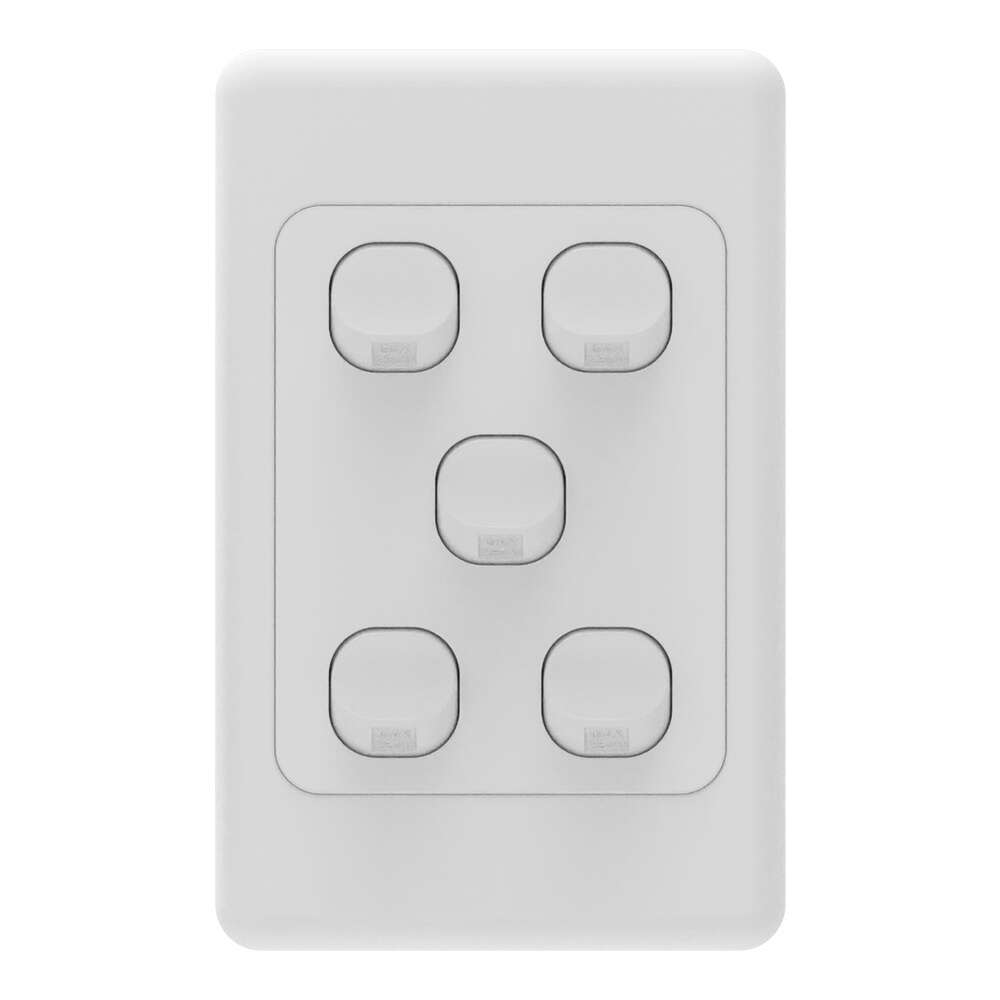 iTemp iSwitch Base 5 Gang Light Switch 10 A Vertical - ISB510AV
