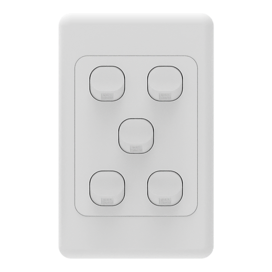 iSwitch - Base Series - 5 Gang Switch 10A Vertical