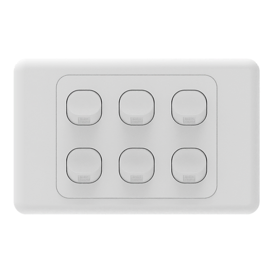 iSwitch - Base Series - 6 Gang Switch 10A Horizontal