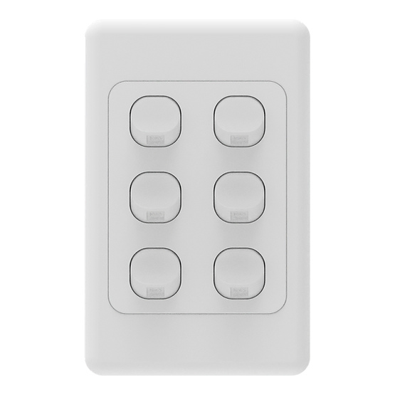 iSwitch - Base Series - 6 Gang Switch 10A Vertical