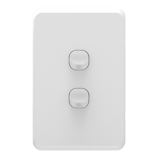 iSwitch - Edge Series - 2 Gang Switch 10A Vertical