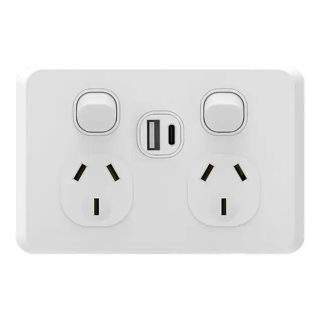 iSwitch - Edge Series - Double Power Point 10A with USB A+C (5V/2.1A)