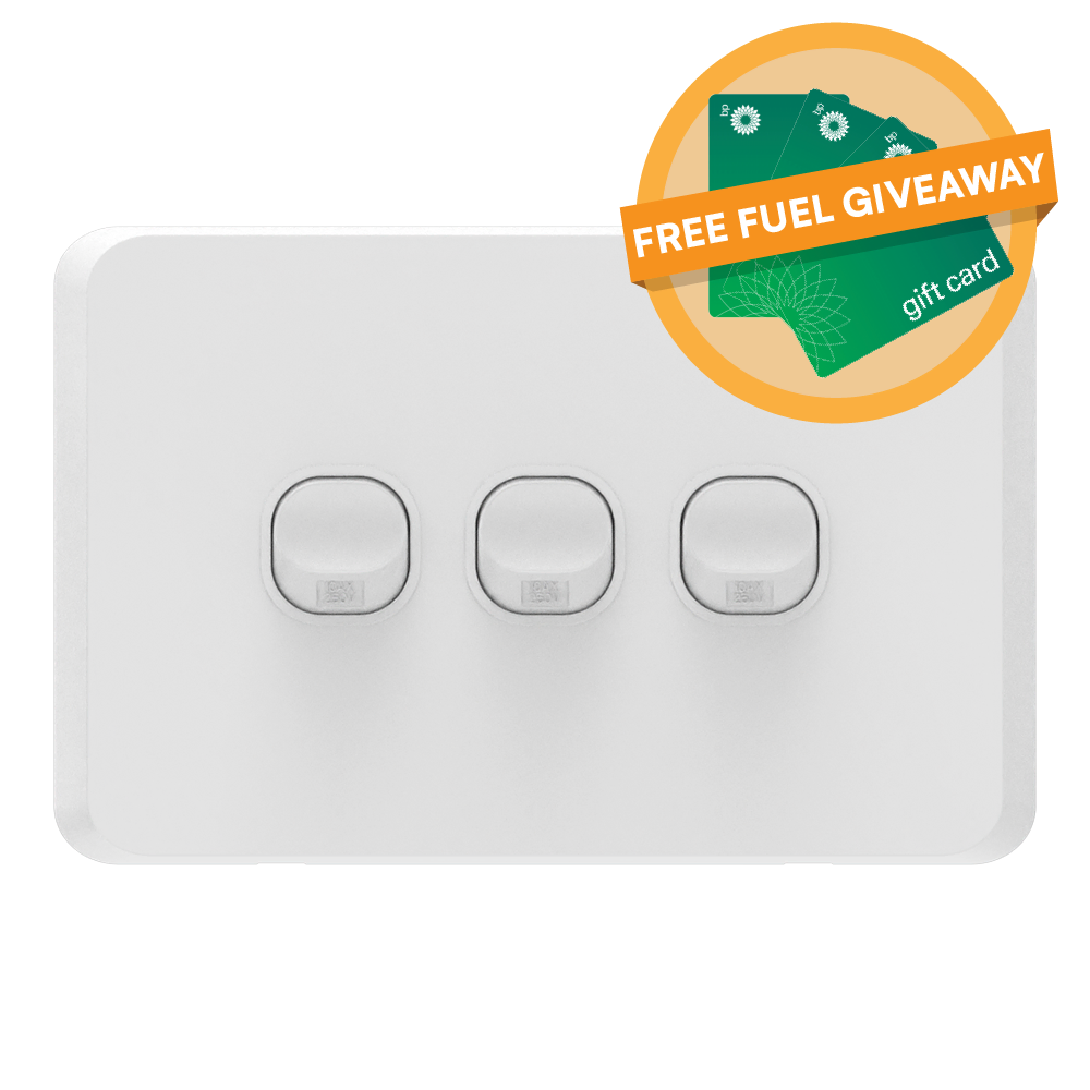 iSwitch - Edge Series - 3 Gang Switch 10A Horizontal