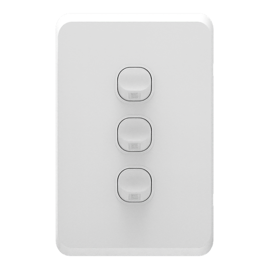 iSwitch - Edge Series - 3 Gang Switch 10A Vertical
