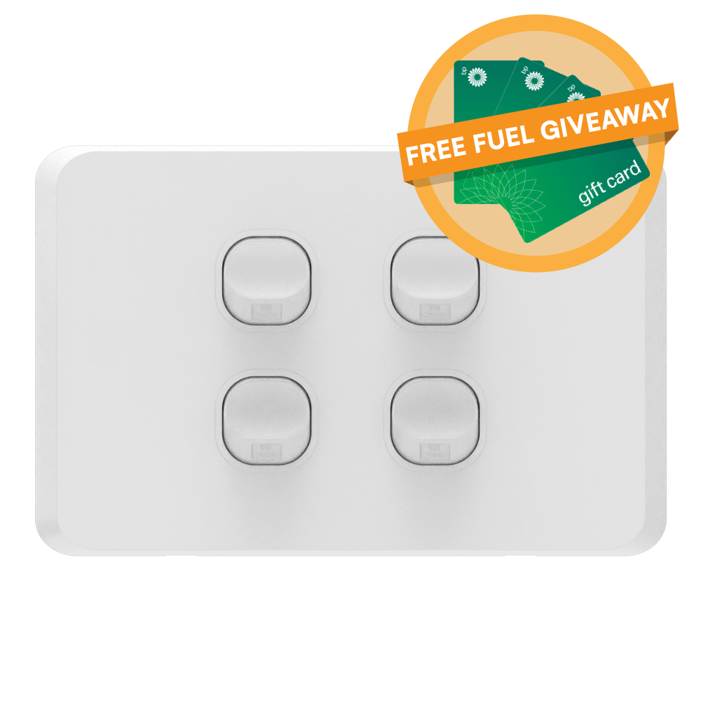 iSwitch - Edge Series - 4 Gang Switch 10A Horizontal