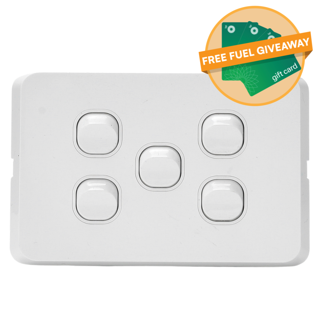 iSwitch - Edge Series - 5 Gang Switch 10A Horizontal