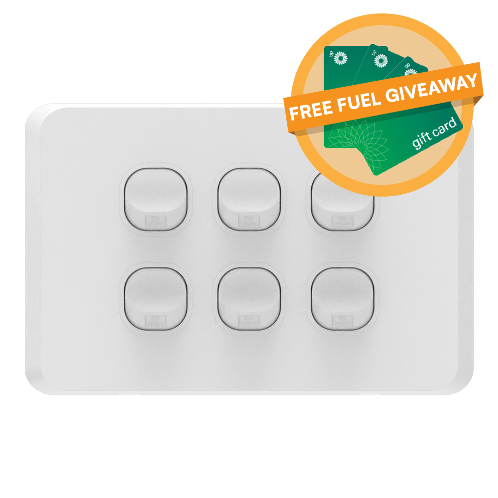 iSwitch - Edge Series - 6 Gang Switch 10A Horizontal