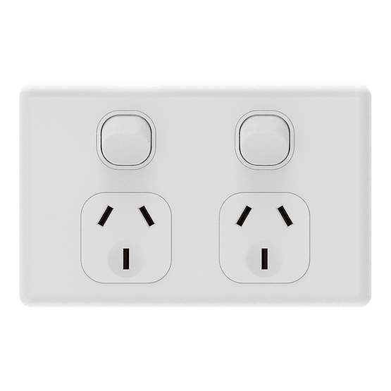 iSwitch - Prime Series - Double Power Point 10A Horizontal