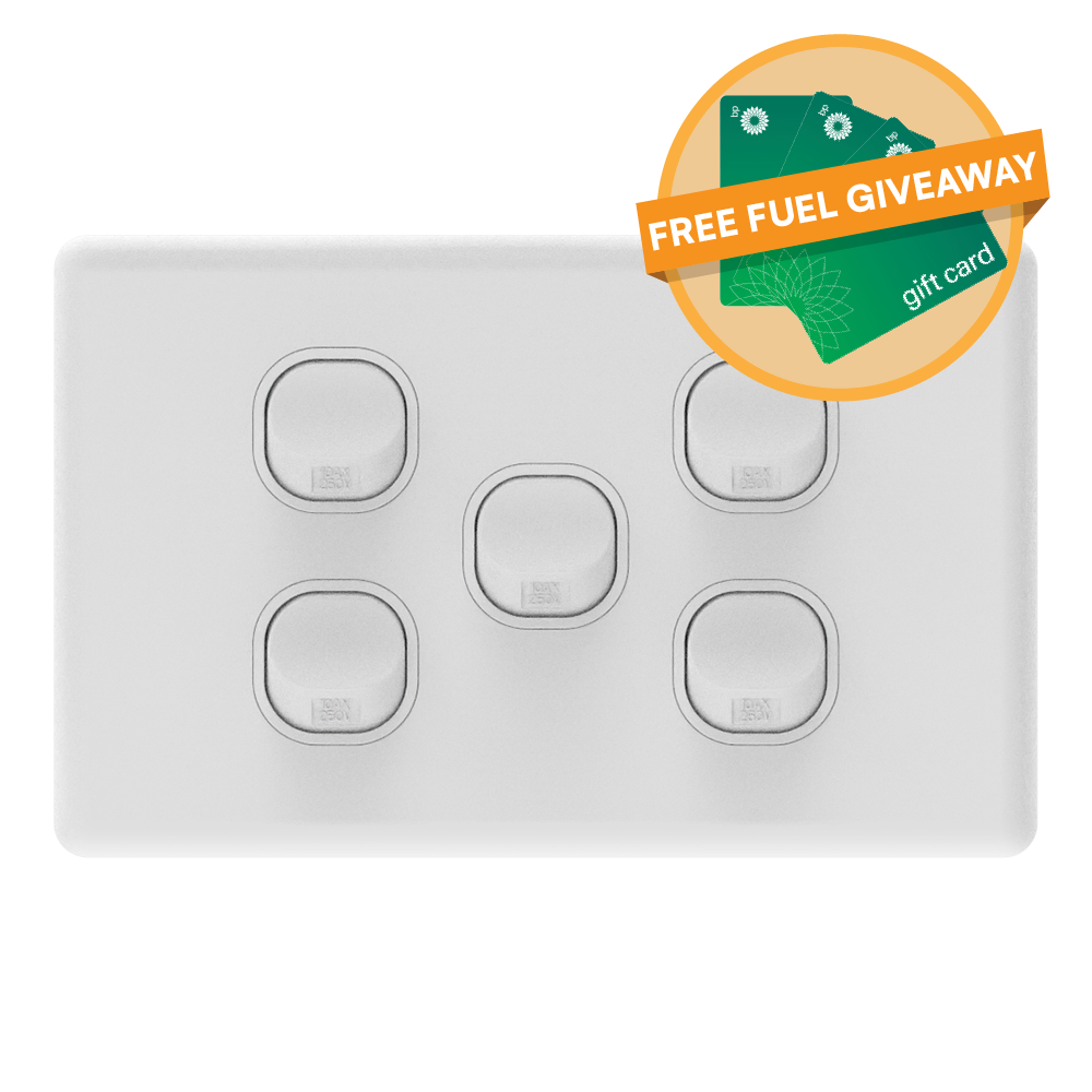 iSwitch - Prime Series - 5 Gang Switch 10A Horizontal