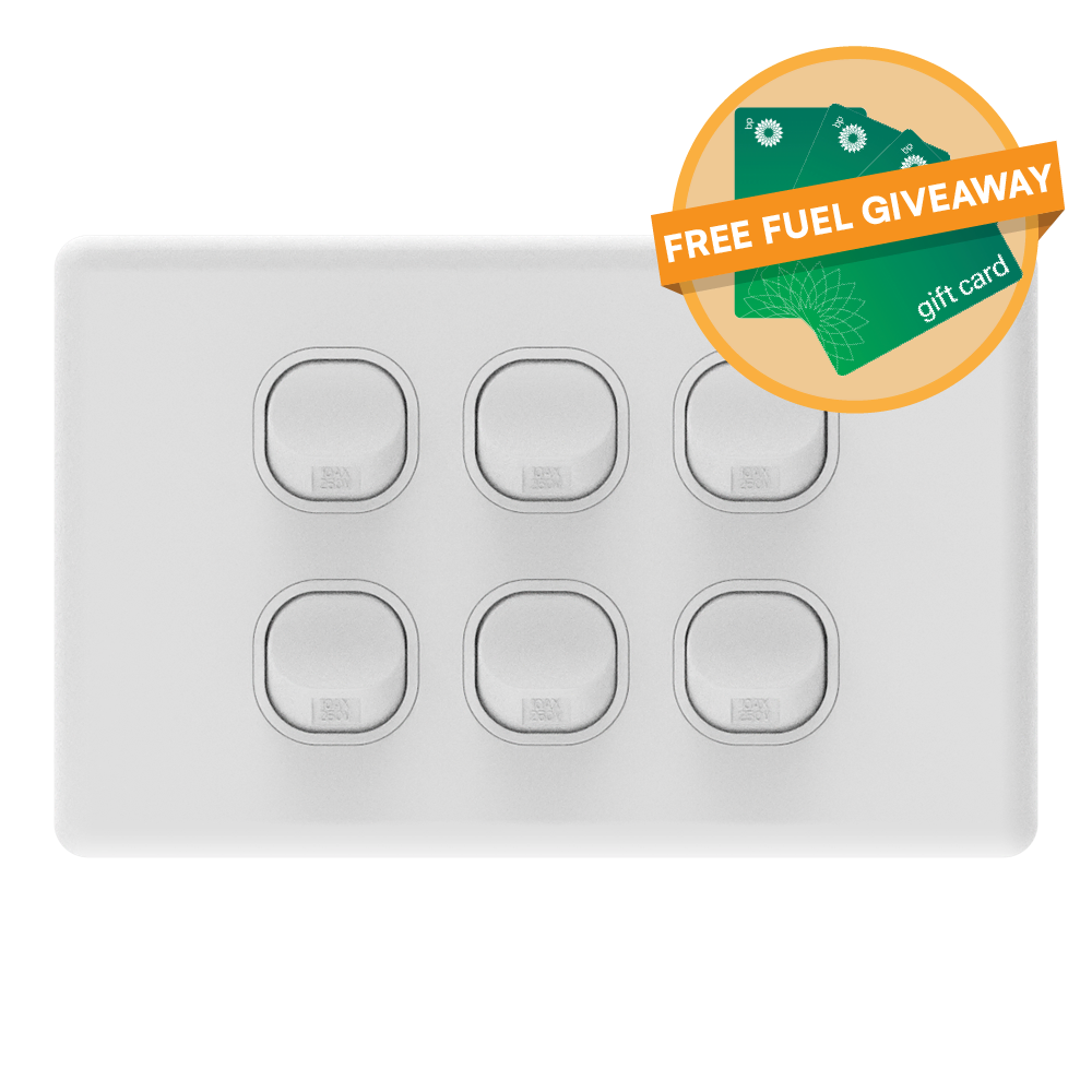 iSwitch - Prime Series - 6 Gang Switch 10A Horizontal