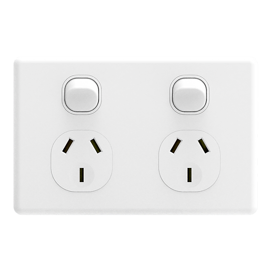 iSwitch - Trim Series - Double Power Point 15A Horiztonal