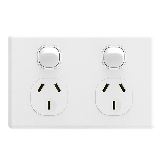 iSwitch - Trim Series - Double Power Point 15A Horiztonal