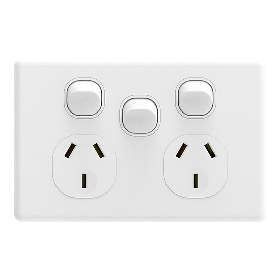 iSwitch - Trim Series - Double Power Point with Extra Switch 10A Horiztonal