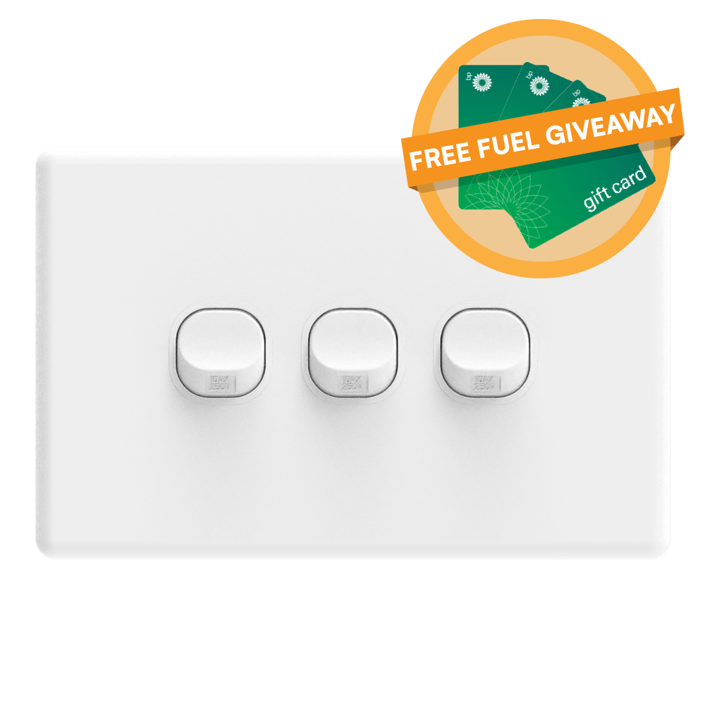 iSwitch - Trim Series - 3 Gang Switch 10A Horizontal