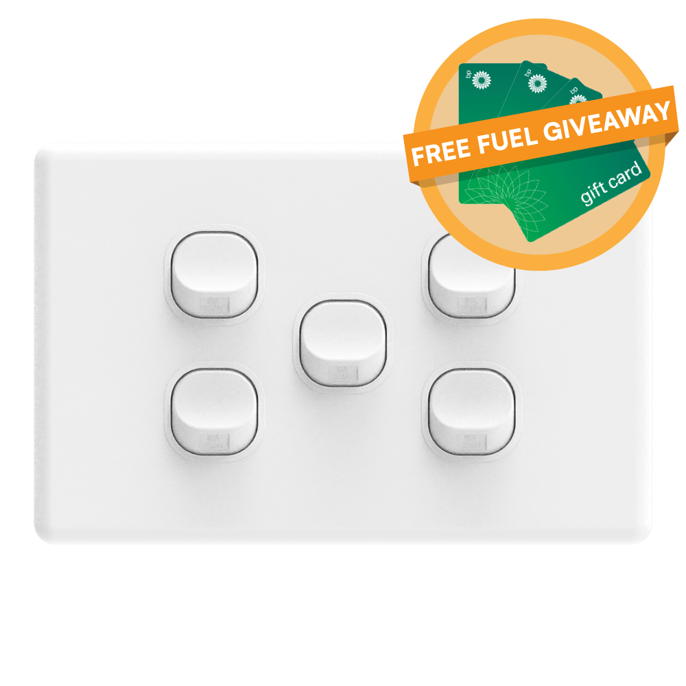 iSwitch - Trim Series - 5 Gang Switch 10A Horizontal