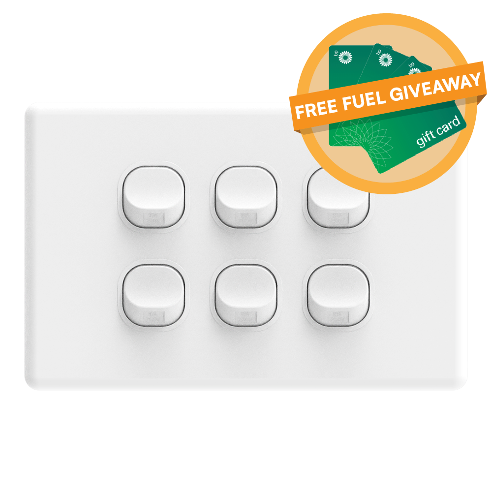 iSwitch - Trim Series - 6 Gang Switch 10A Horizontal