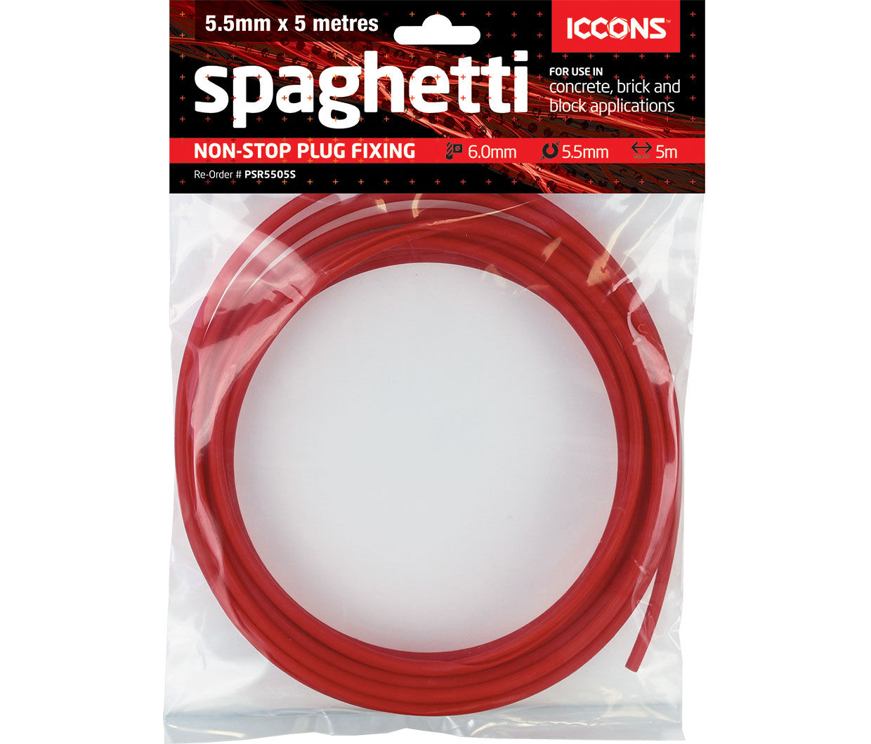 Iccons - Red Spaghetti Roll 5.5mm X 5m (Short)