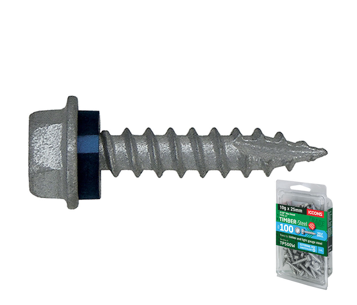 Iccons - Type 17 Hex Washered C4 12-11 X 25 Trade - Pack of 50